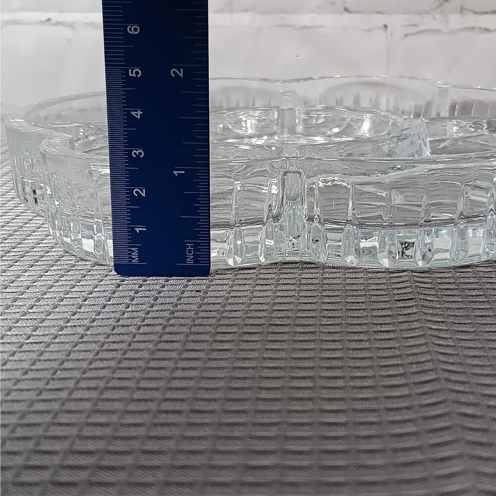 Laura Glass Tiffany Pattern 5 Section Divided Crystal Platter Tray Portugal